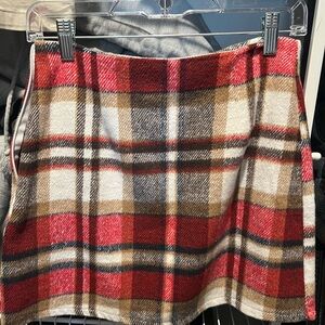 Plaid Women's Skirt in Red and Brown
